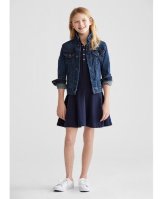 Polo Ralph Lauren Kids' Big Girls Denim Jacket Dress In Marcella Wash