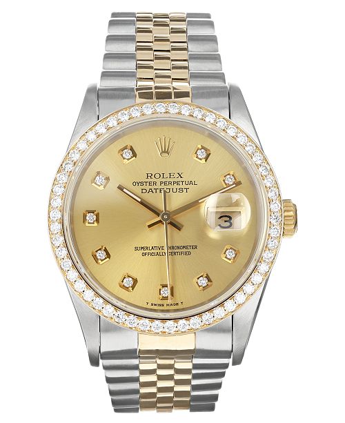 Pre Owned Rolex Men S Swiss Automatic Datejust Jubilee Diamond 18k Gold Stainless Steel Bracelet Watch 36mm Reviews All Fine Jewelry Jewelry Watches Macy S
