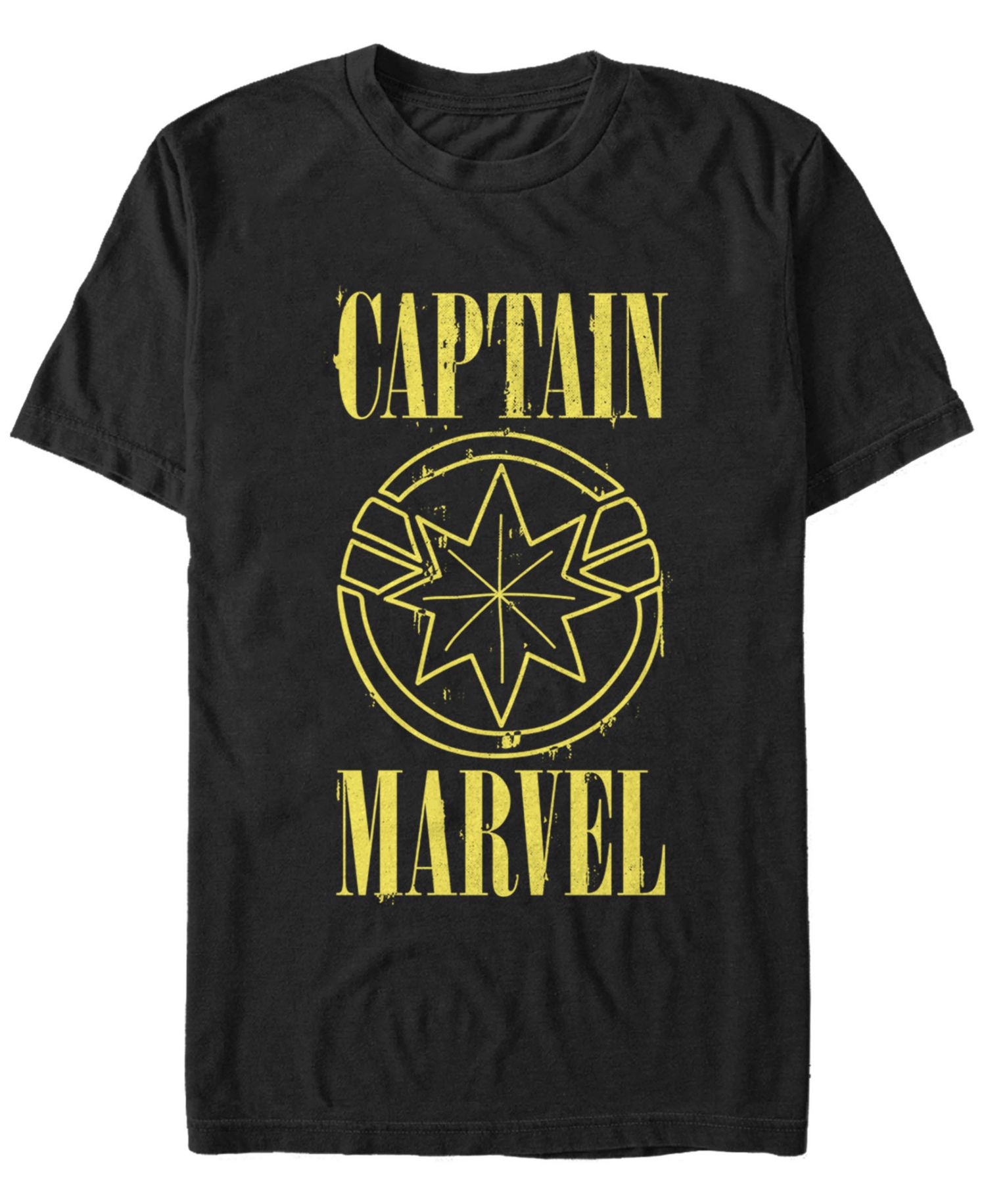 Marvel Men's Captain Marvel Yellow Captain Marvel Symbol Short Sleeve T-Shirt