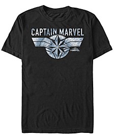 Men's Captain Marvel Blue Tie Dye Logo Short Sleeve T-Shirt