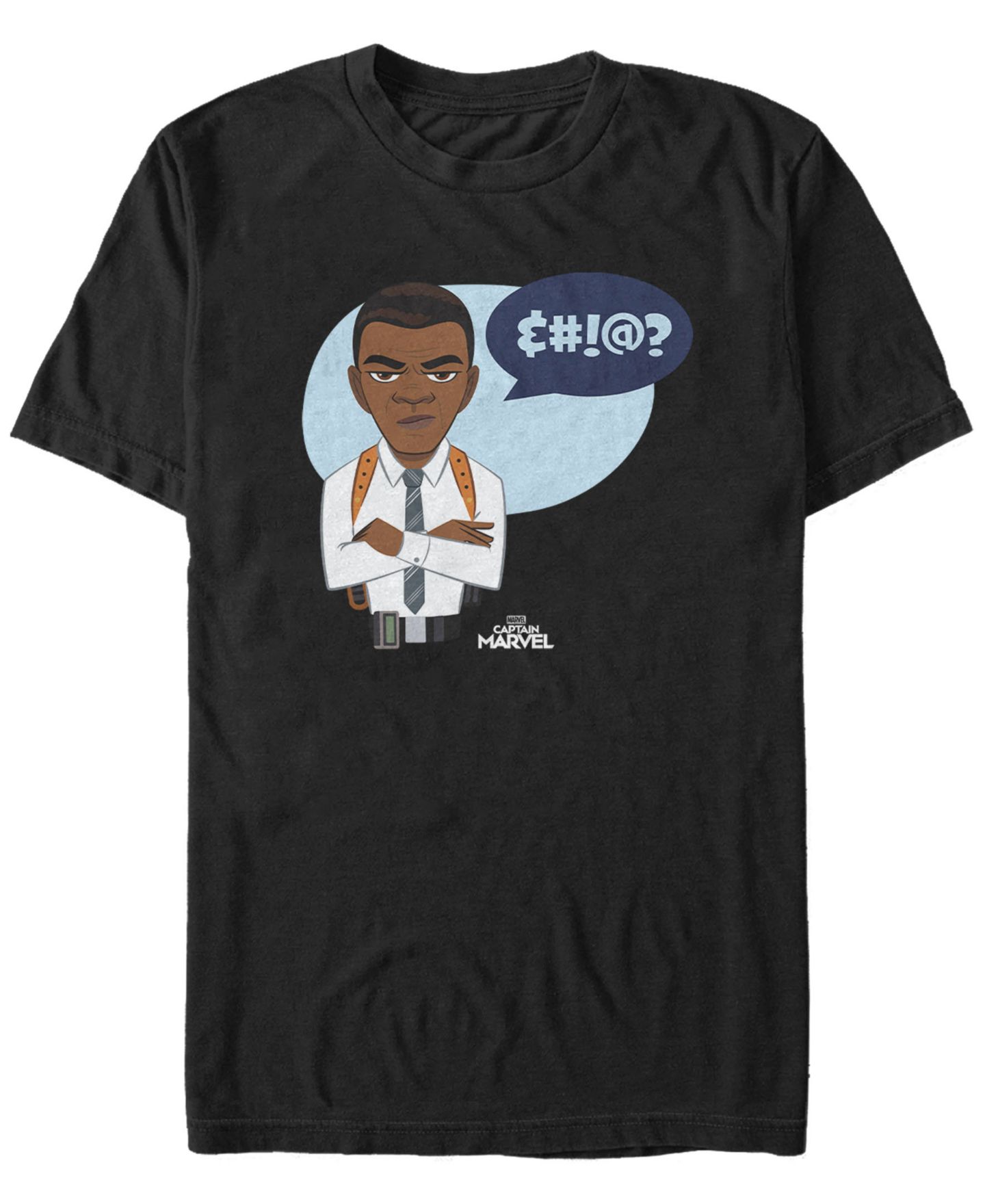 Мужская футболка Fifth Sun Marvel Captain Marvel Nick Fury Say What Short Sleeve, цвет: Чёрный — фото 1