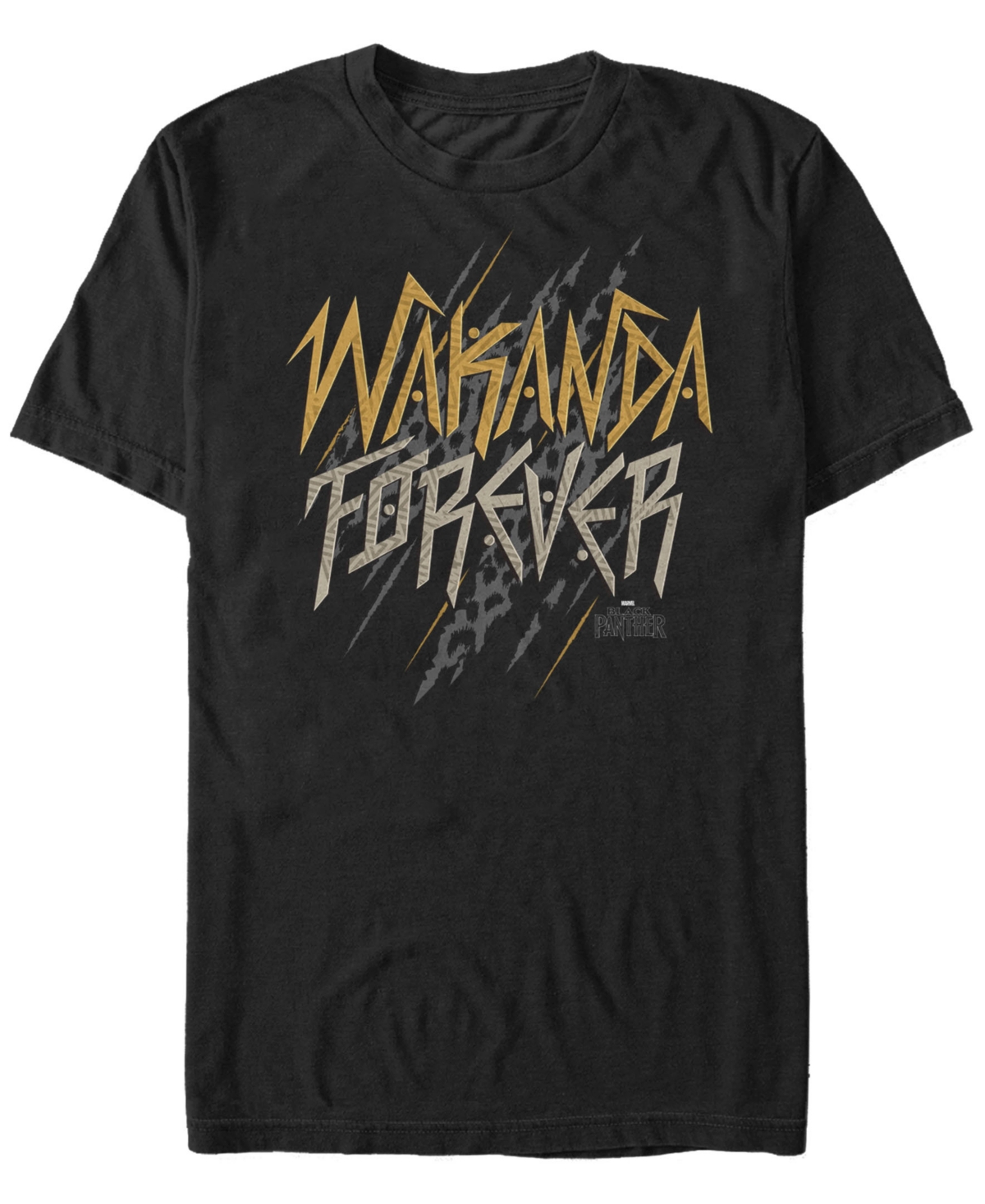 Marvel Men'sPanther Animal Slash Wakanda Forever Short Sleeve T-Shirt - Black