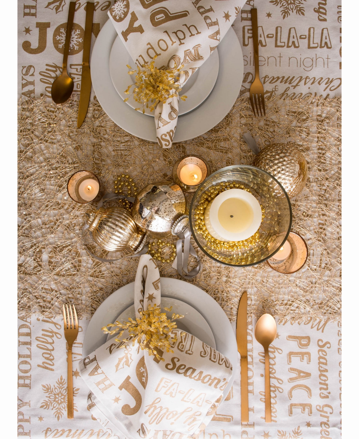 Design Imports Christmas Collage Tablecloth 60