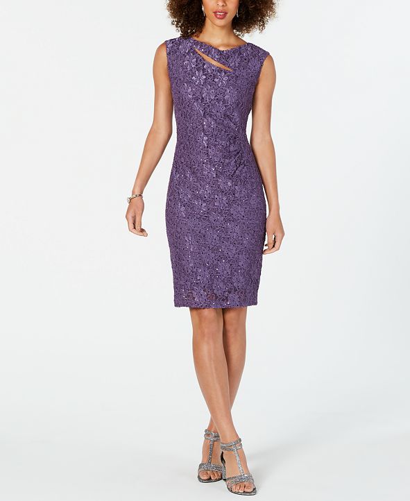 connected sequined lace overlay gown