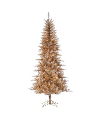 Sterling - 7.5-Foot High Tuscany Tinsel Pre-Lit Tree in Rose Gold with Clear White Lights