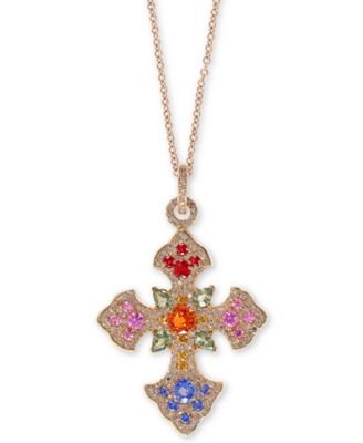 multi stone cross necklace