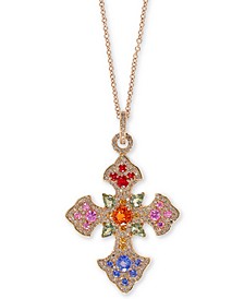 EFFY® Multi-Gemstone 18" Cross Pendant Necklace (3 ct. t.w.) in 14k Gold