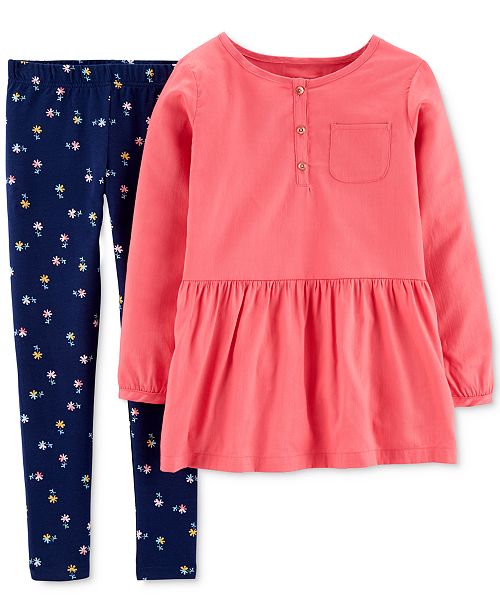 Little Big Girls 2 Pc Peplum Top Floral Print Leggings Set