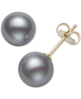 Belle de Mer Cultured Freshwater Pearl Stud Earrings (7mm) in 14k Gold - Gray