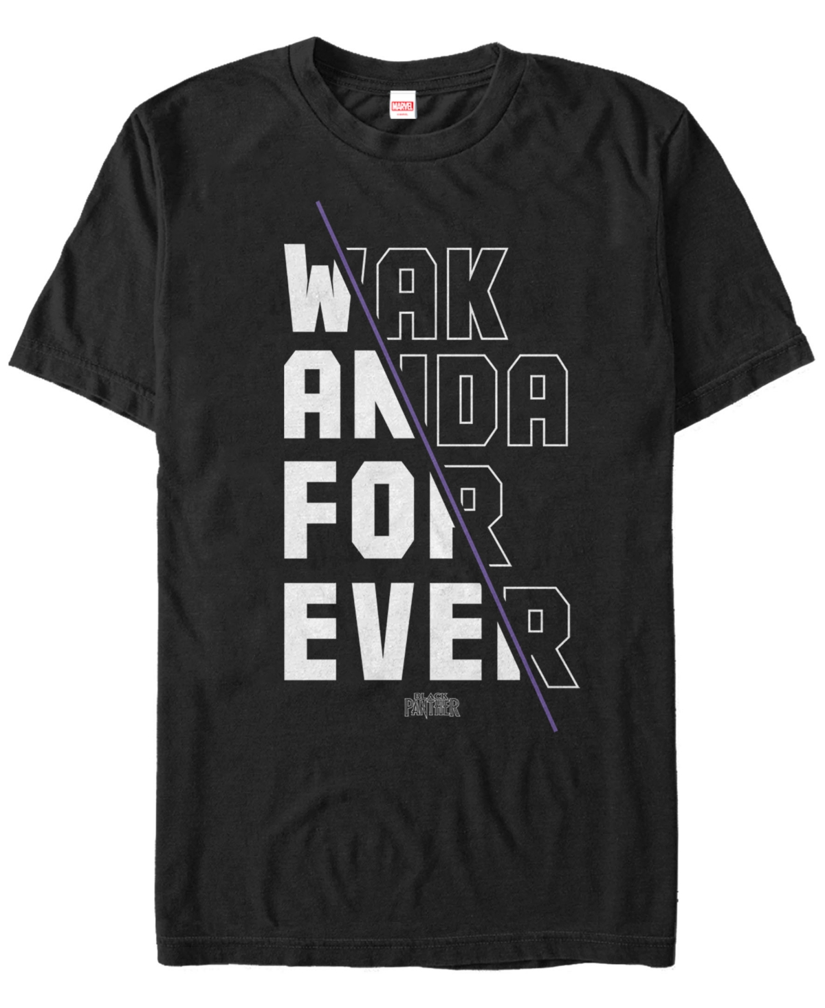 Marvel Men'sPanther Slanted Wakanda Short Sleeve T-Shirt - Black