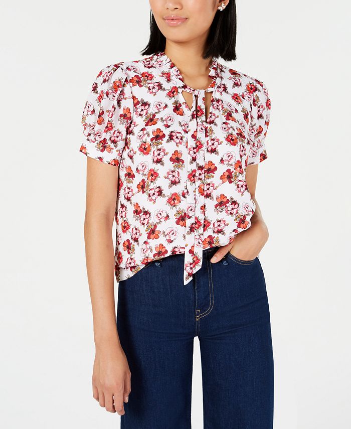 Maison Jules Ruffled Floral-Print Top, Created for Macy's - Macy's
