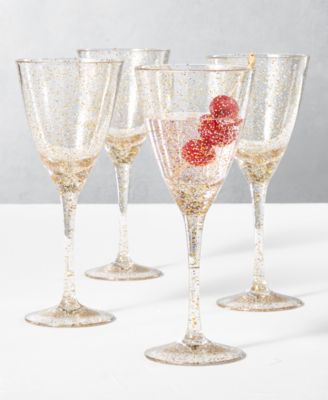 The Cellar - Holiday Sayings Glitter Drinkware, Set of 4