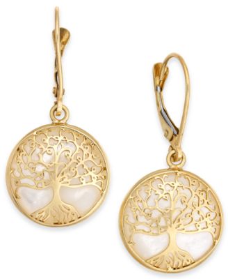 14k gold tree of life earrings