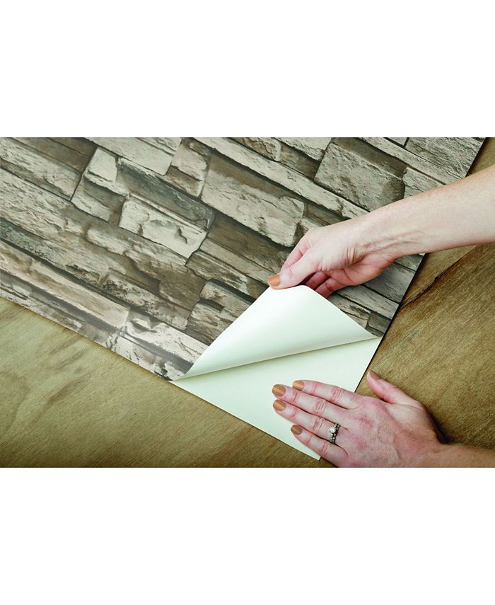 York Wallcoverings Brown Stacked Stone Peel And Stick Wallpaper