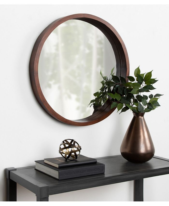 Kate and Laurel Hutton Round Wood Wall Mirror - 22" D - Macy's