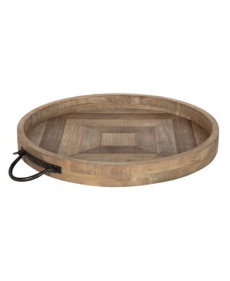 Marmora Wood and Metal Round Tray - 18" x 18.25"