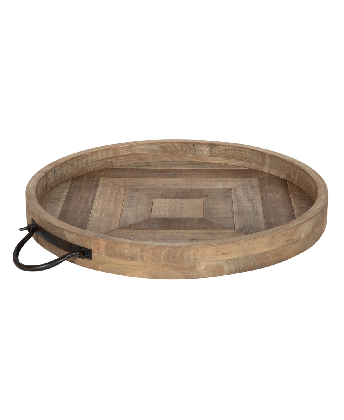 Kate and Laurel Marmora Wood and Metal Round Tray - 18