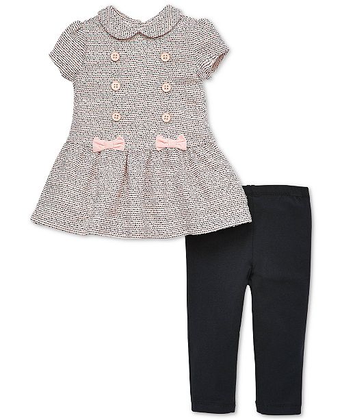 Little Me Baby Girls 2 Pc Button Detail Dress Leggings Set