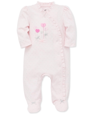 Little Me Baby Girls Ruffled Hearts Cotton Footed Coverall