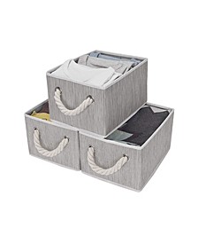 Foldable Fabric Storage Bin with Cotton Rope Handles 2-Pack