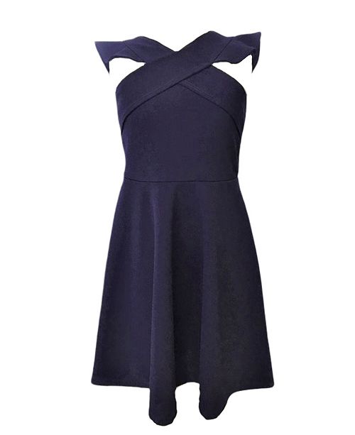 Emerald Sundae Big Girls Ruffle Shoulder Skater Skirt Dress