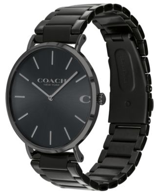 Charles Chalon ブラック COACH Men's Charles Black Stainless Steel Bracelet Watch 41mm - Macy's