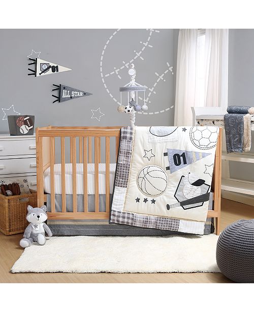 The Peanutshell Sports League 3 Piece Crib Bedding Set