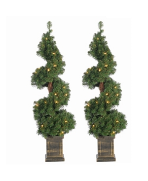 Sterling 35Ft Pre-Lit Potted Spiral Trees - Set of 2