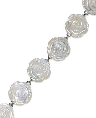 Details about   natural mother of pearl carved flower link bracelets 