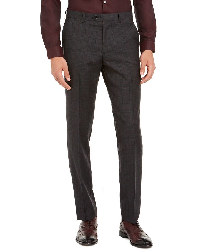 Bar III Men's SlimFit Gray Plaid Suit Separate Pants, Created for Macy