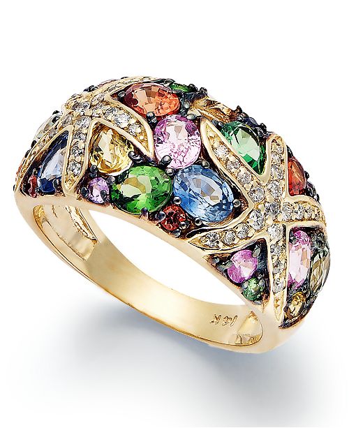Effy Collection Watercolors By Effy Multistone And Diamond Starfish Ring 3 1 2 Ct T W In 14k Gold Reviews Rings Jewelry Watches Macy S
