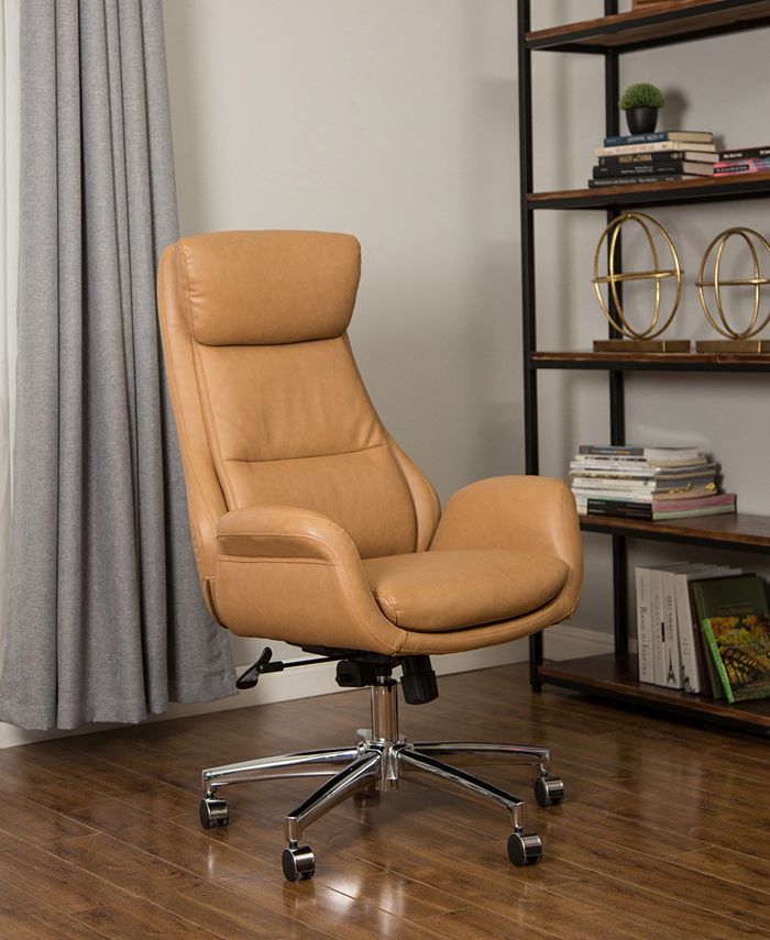 Glitzhome MidCentury Modern Leatherette Gaslift Adjustable Swivel Office Chair Macy's