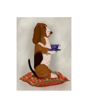 Trademark Global Fab Funky Basset Hound Taking Tea Canvas Art In Multi