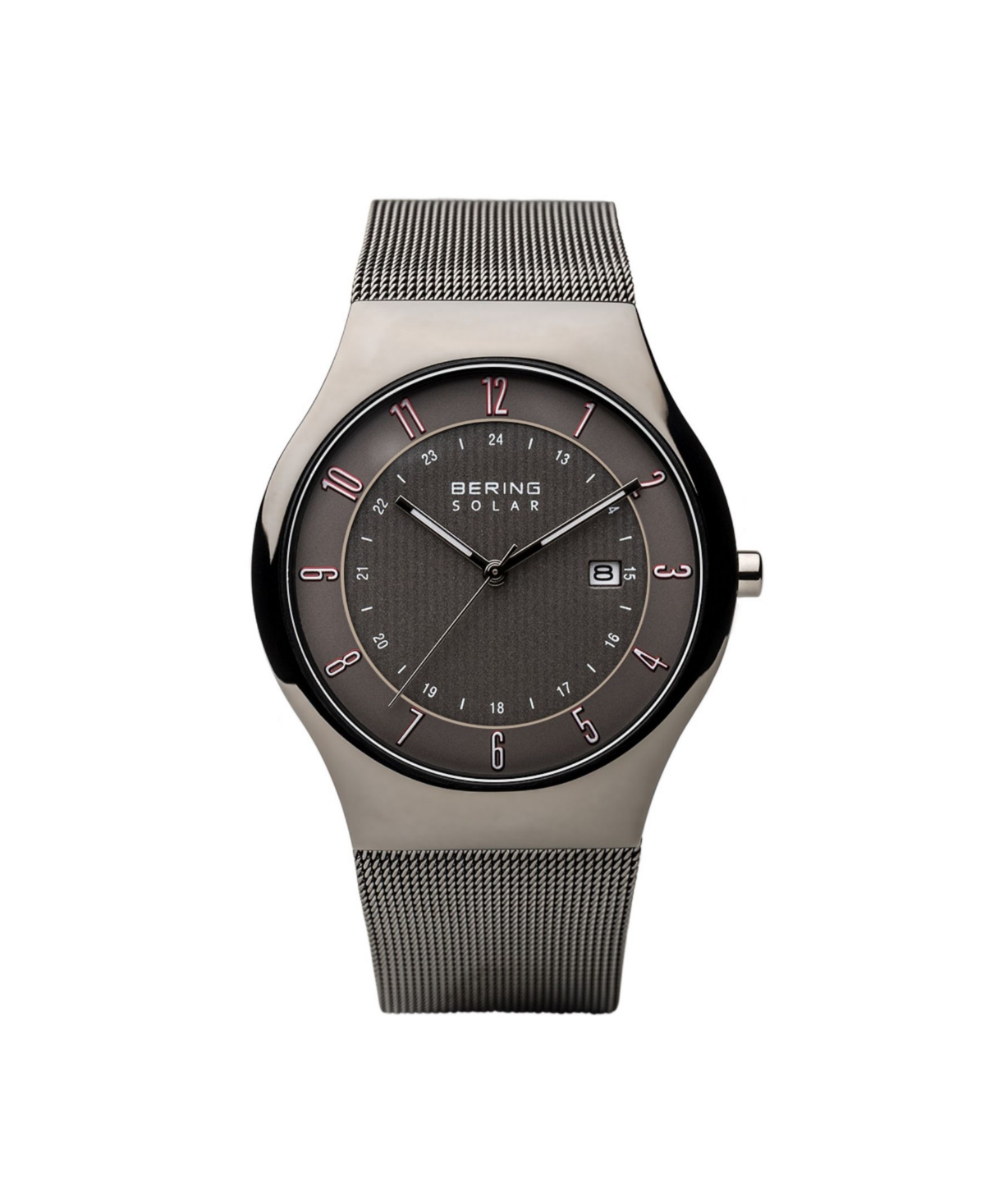 Men's, Slim Solar Stainless Case and Mesh Watch - Gray