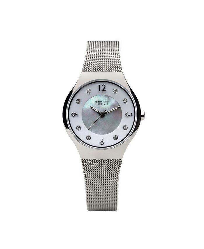 Bering Ladies Slim Solar Stainles Steel Mesh Watch Macy s
