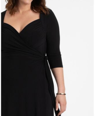Women's Plus Size Sweetheart Knit Wrap Dress with 3/4 Sleeves
