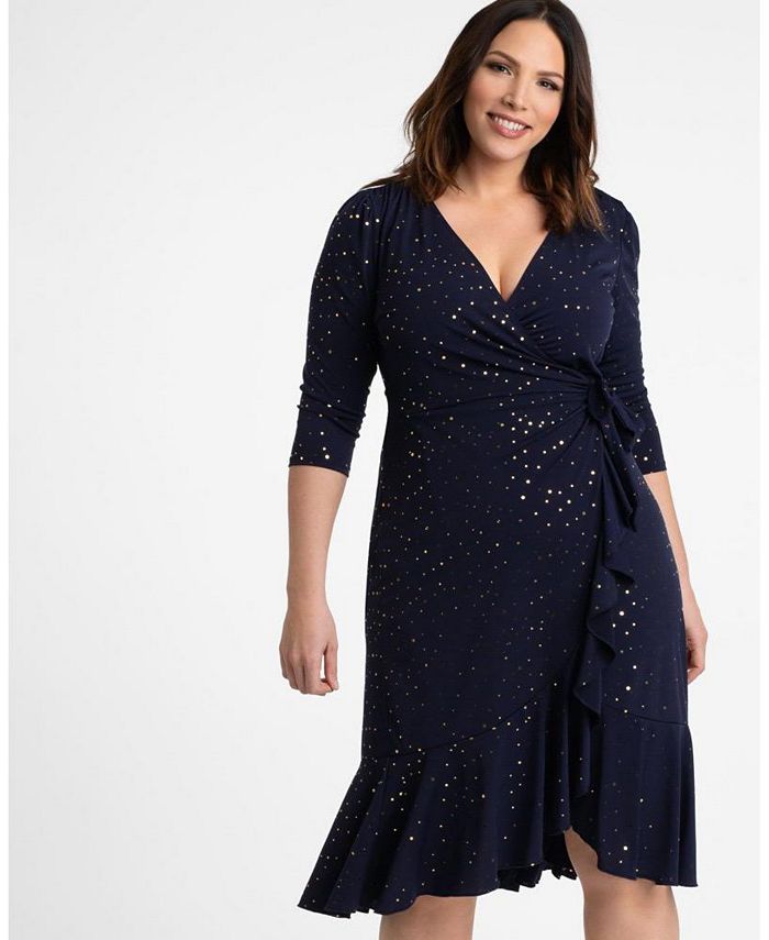 Kiyonna Women's Plus Size Flirty Flounce Wrap Dress - Macy's