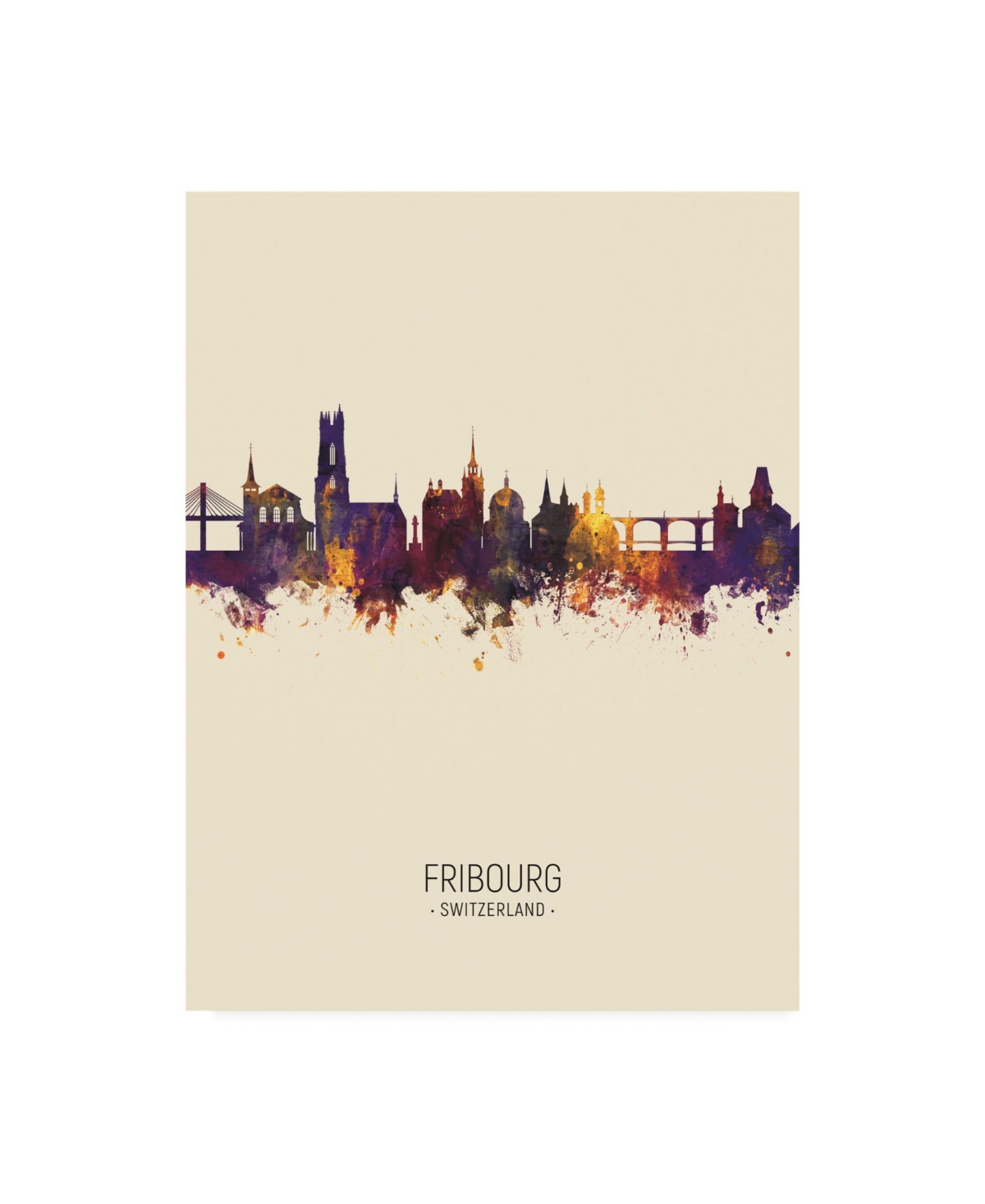 Michael Tompsett Fribourg Switzerland Skyline Portrait Iii Canvas Art - 36.5 x 48