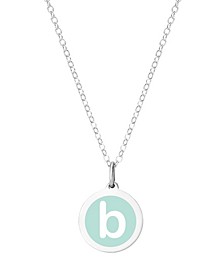 Mini Initial Pendant Necklace in Sterling Silver and Mint Enamel, 16" + 2" Extender