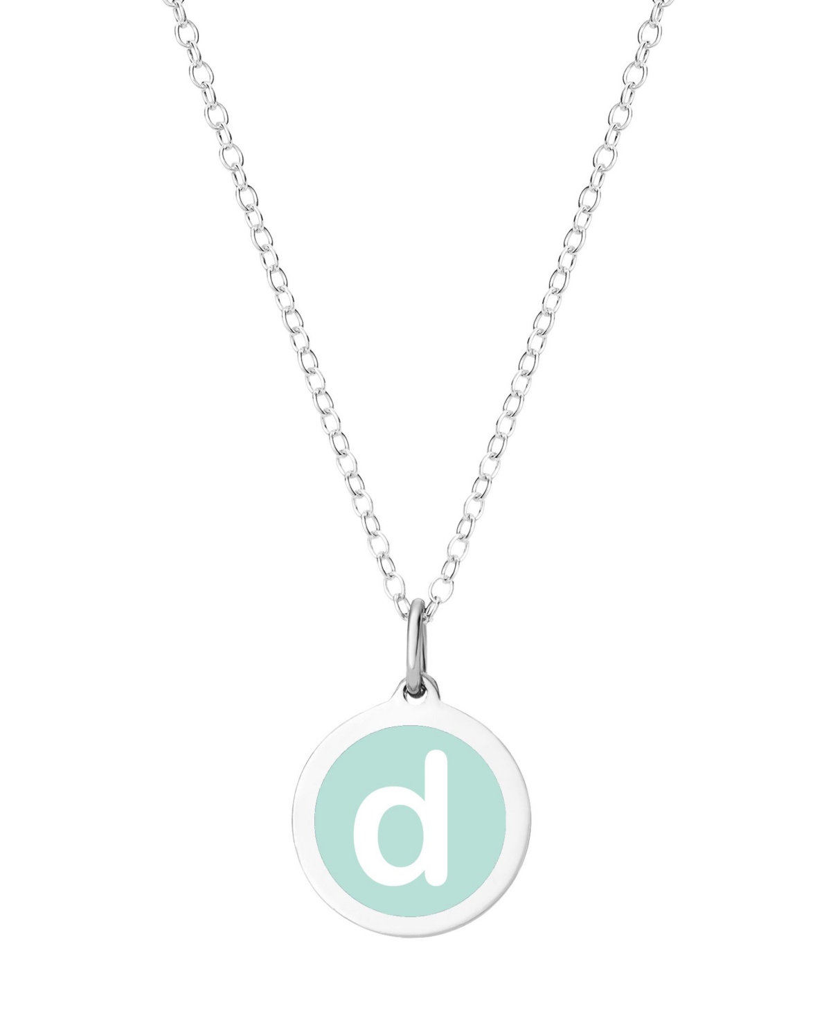 Mini Initial Pendant Necklace in Sterling Silver and Mint Enamel, 16" + 2" Extender - Mint-Z