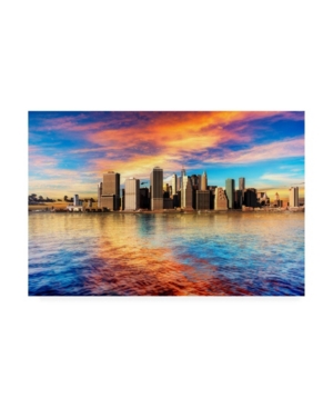Trademark Global David Ayash Lower Manhattan Sunset Canvas Art In Multi