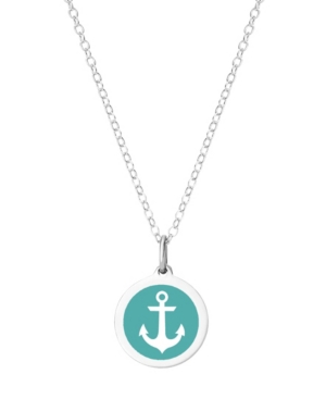 image of Auburn Jewelry Mini Anchor Pendant Necklace in Sterling Silver and Enamel, 16