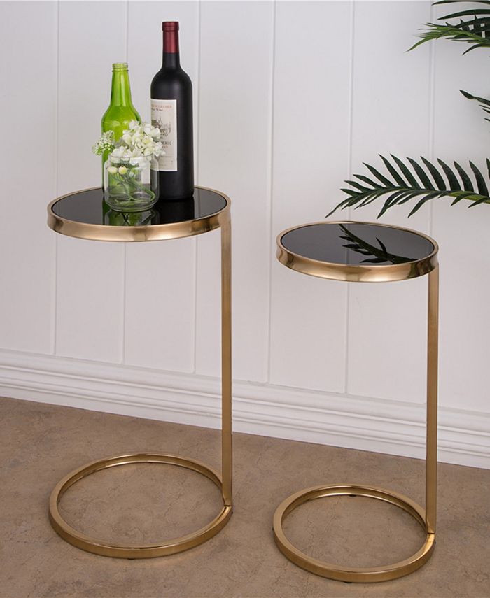 Glitzhome Deluxe Mirrored Round GoldTone Accent Table, Set of 2 Macy's