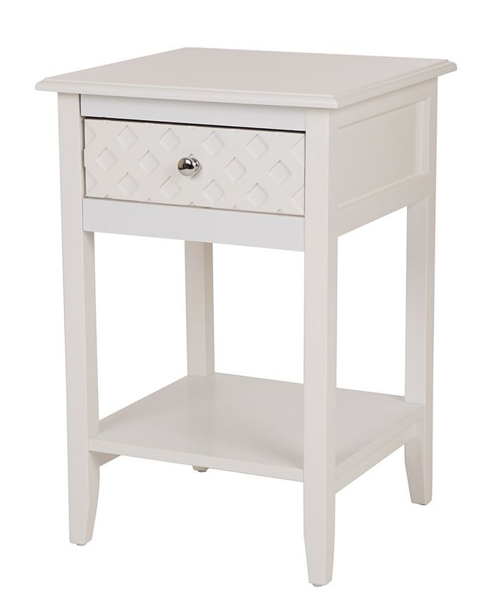 Glitzhome White Wooden End Table with 1 Drawer Macy's