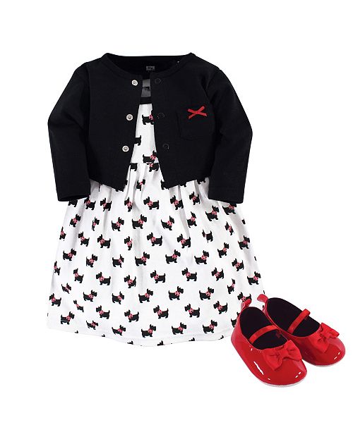 Hudson Baby Dress Cardigan Shoe Set 3 Piece Scottie Dog 9 12