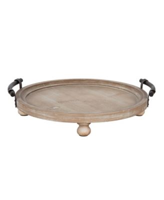 Bruillet Round Wooden Footed Tray - 15" x 3.75"