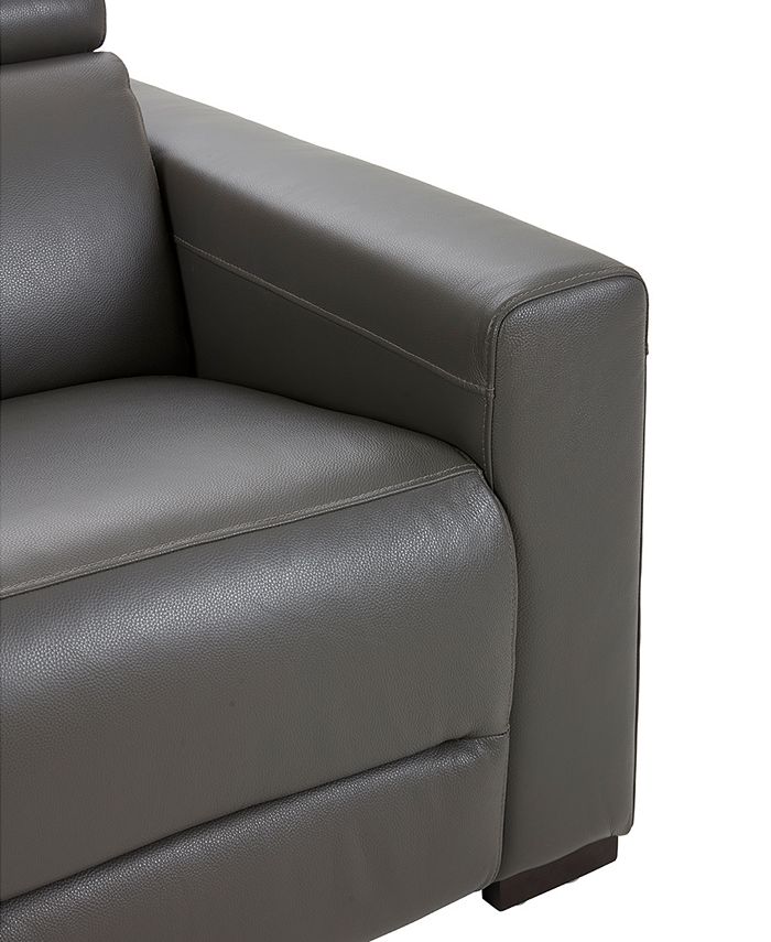 Furniture Nevio 39" Leather Power Recliner with Rachet Headrest Macy's
