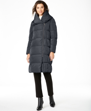 Cole Haan Signature Asymmetrical Pillow Collar Puffer Coat In