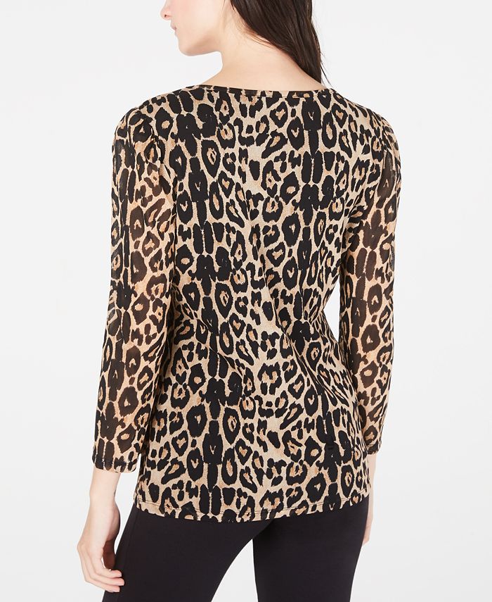 INC International Concepts INC LeopardPrint Knit Top, Created for Macy