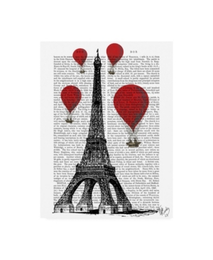 Trademark Global Fab Funky Eiffel Tower And Red Hot Air Balloons Ill Canvas Art In Multi